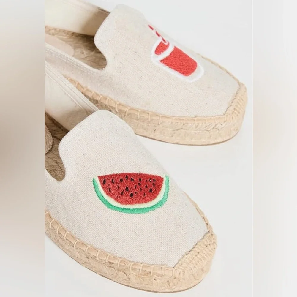 Saludos Anthropologie Flat Espadrilles Smoking Slipper Watermelon Juice Size 9.5